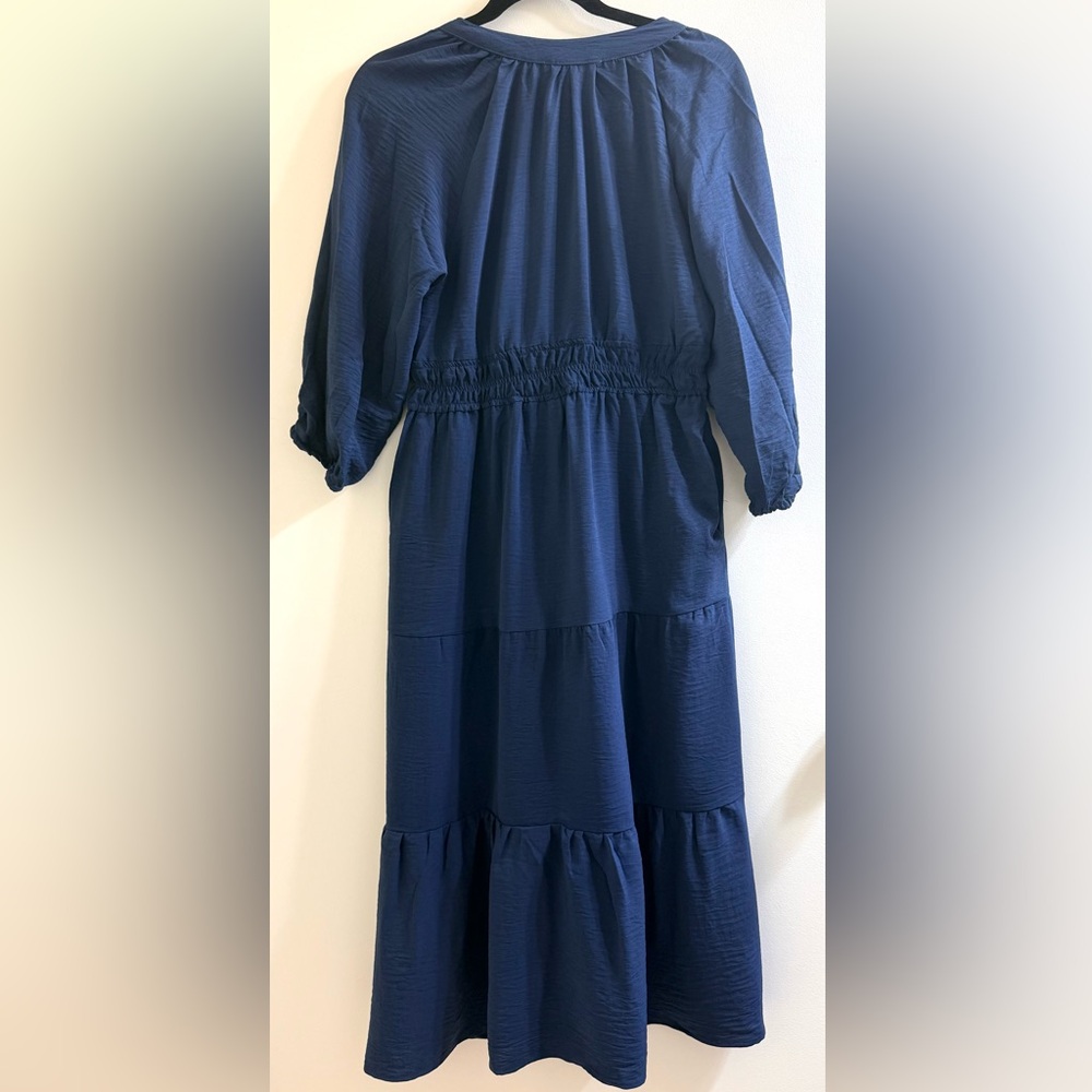 Lucky Brand | Smocked Tiered Midi Bohemian Dress “Insignia Blue"  Size S - NWT - Picture 3 of 11